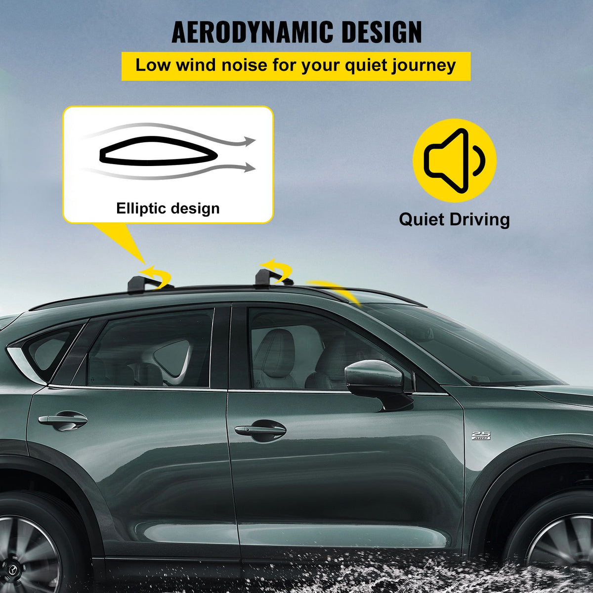 Roof Rack Cross Bars | Fits Mazda CX-5 2017–2021 | 4-Piece Rail Set