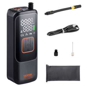 Portable Tire Inflator 150 PSI | 4000mAh Rechargeable Air Pump | LCD Pressure Gauge | Auto-Off | LED Light | For Cars, Bikes & Balls