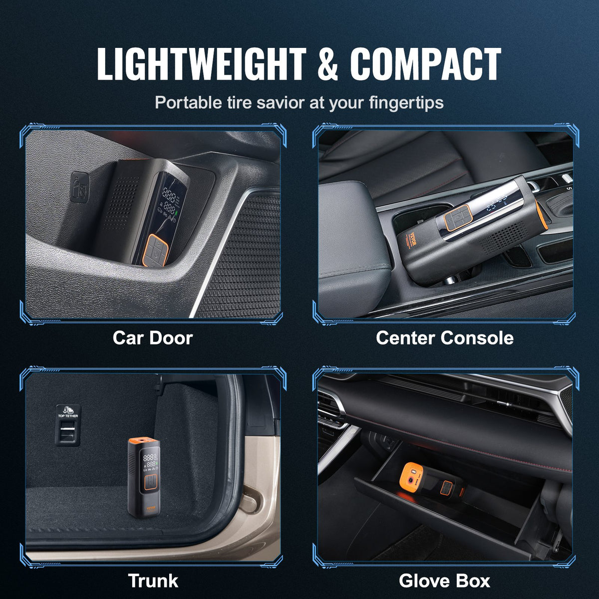 Tire Inflator 7800mAh | Cordless Electric Air Pump 160PSI | LCD Gauge, LED Light | For Cars, E-Bikes, Motorcycles & Balls