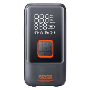 Portable Tire Inflator | Dual Cylinder 12000mAh Rechargeable Air Pump | 30s Fast Inflation | LCD Gauge | Auto-Off | For Car, Motorcycle & Bike