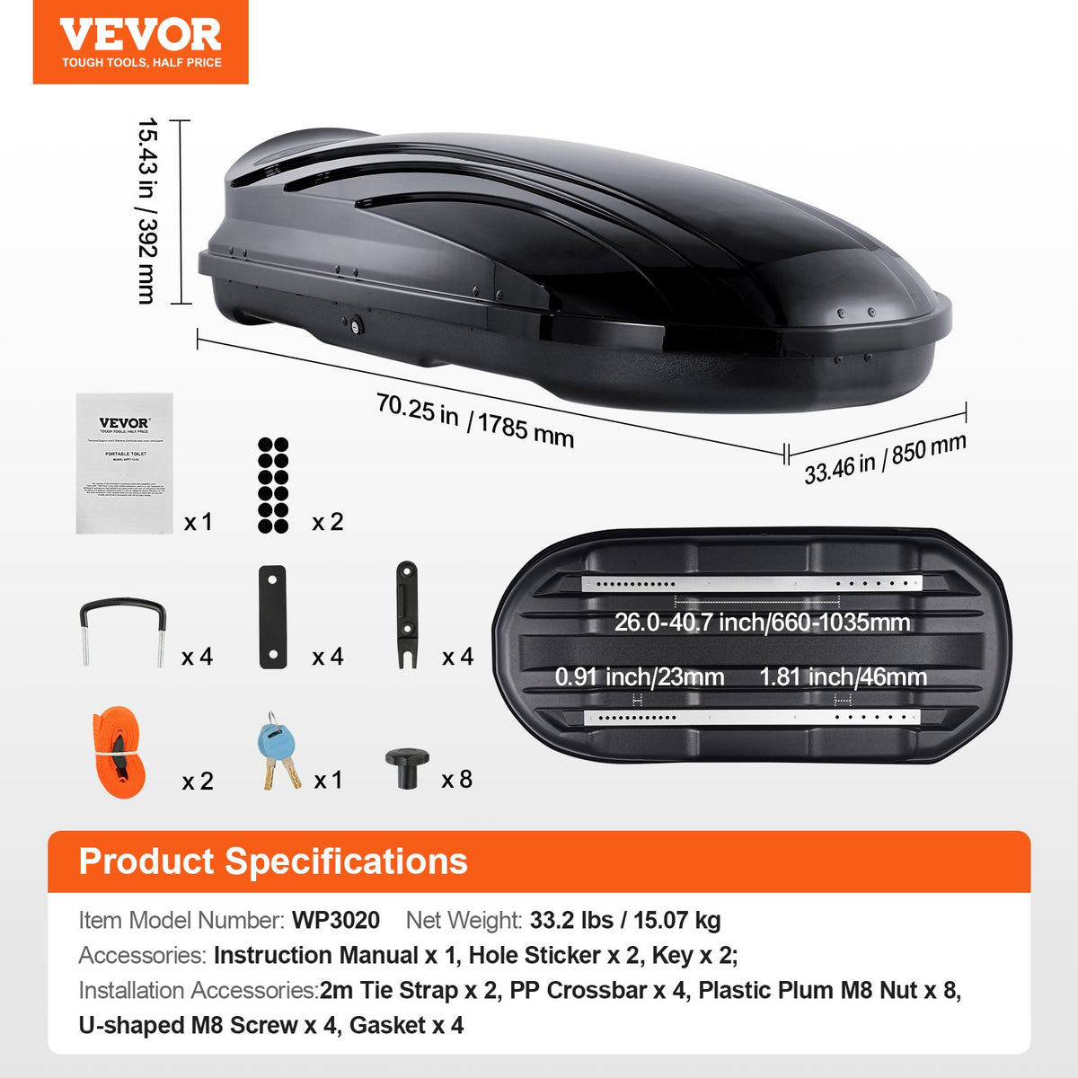 Rooftop Cargo Carrier | 340L ABS Luggage Box for SUVs & Cars