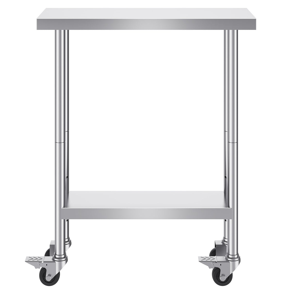 Stainless Steel Work Table | 30x12x38" Food Prep Table with 4 Wheels | Adjustable Height Levels for Commercial Kitchen