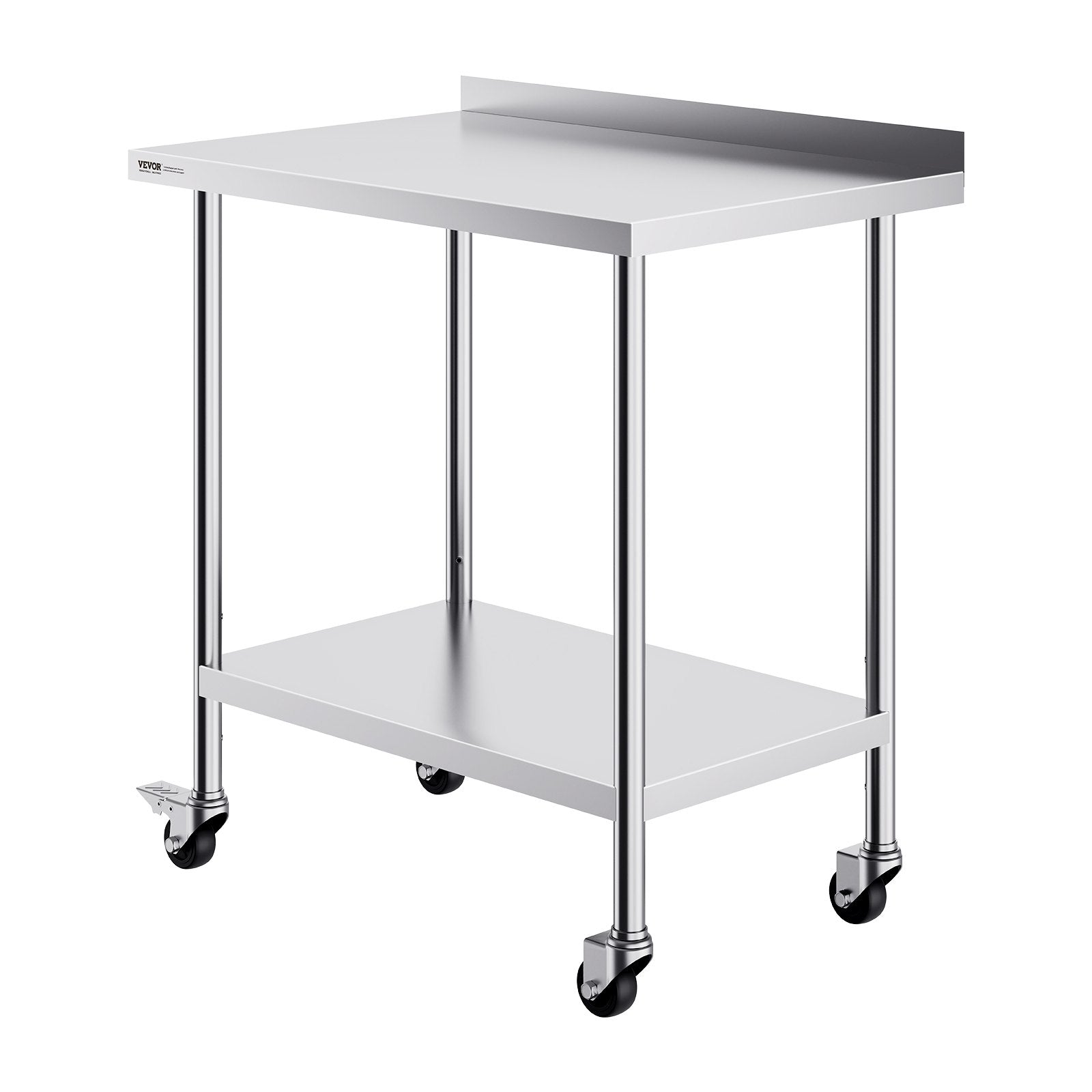 Stainless Steel Work Table 24x36x40 Inch | Commercial Prep Table with Casters & Adjustable Height | For Restaurant, Home & Hotel