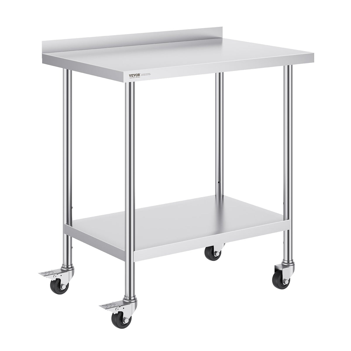 Stainless Steel Work Table 24x36x40 Inch | Commercial Prep Table with Casters & Adjustable Height | For Restaurant, Home & Hotel