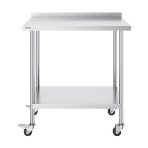 Stainless Steel Work Table 24x36x40 Inch | Commercial Prep Table with Casters & Adjustable Height | For Restaurant, Home & Hotel