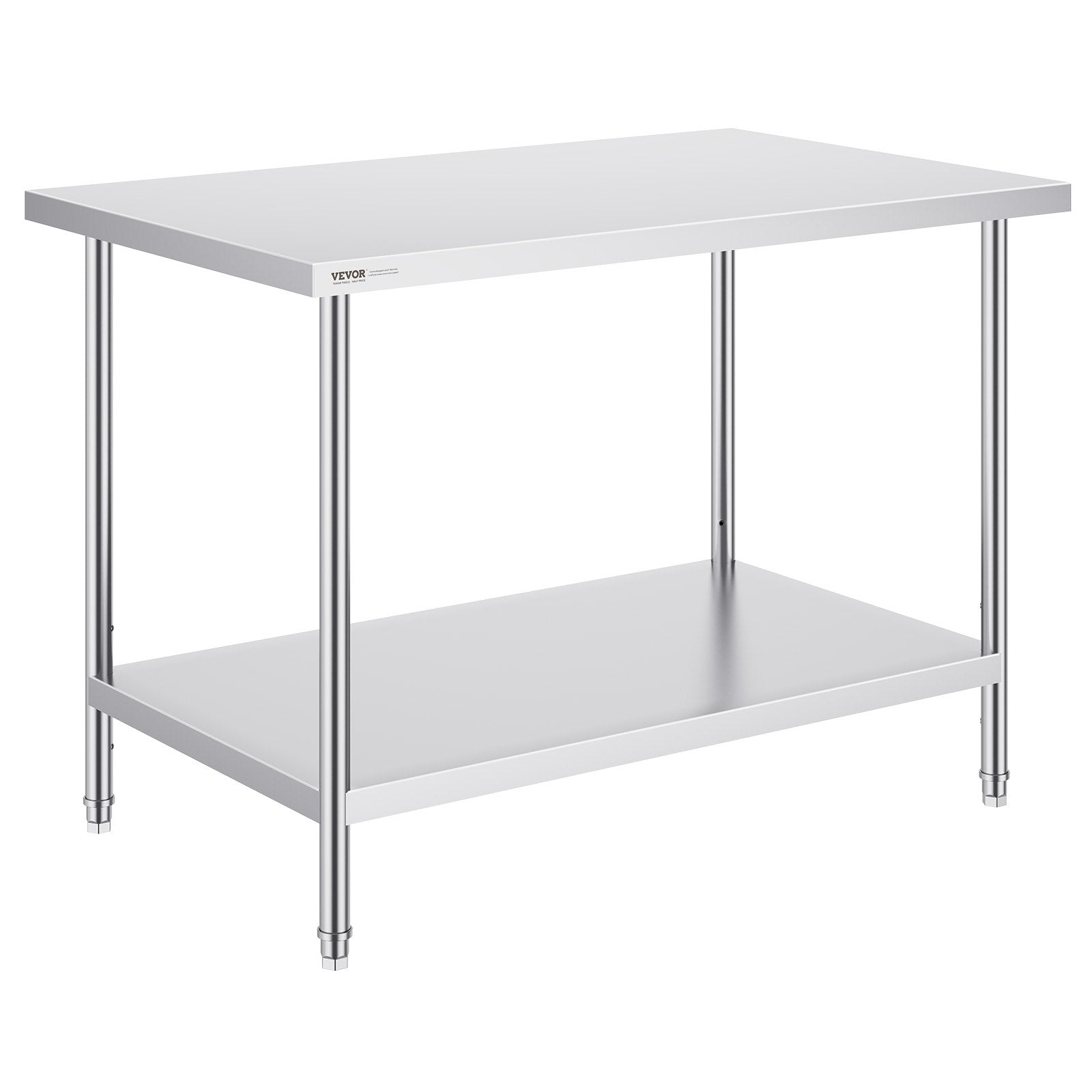Stainless Steel Prep Table | 30x48x34" Adjustable Height | Commercial Kitchen & Garage Workstation