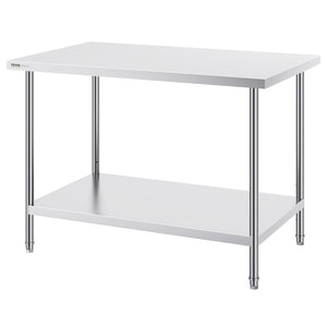 Stainless Steel Prep Table | 30x48x34" Adjustable Height | Commercial Kitchen & Garage Workstation