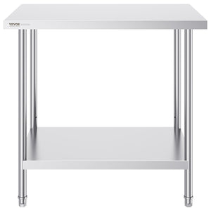 Stainless Steel Prep Table | 24x36x34" Adjustable Height | Commercial Work Table for Kitchen & Garage