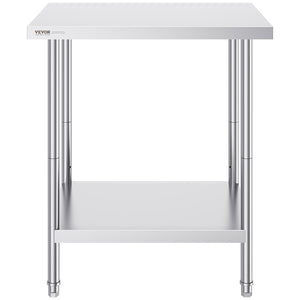 Stainless Steel Prep Table | 24x30x34" Adjustable Height | Heavy Duty Kitchen Workstation