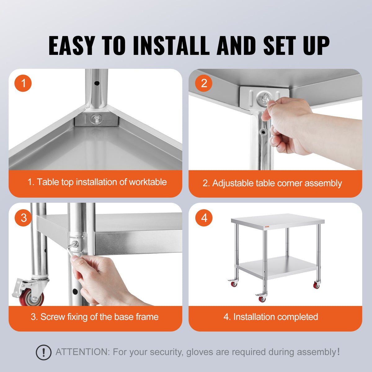 Stainless Steel Work Table | 30x36x34" Commercial Prep Table with Wheels | Adjustable Shelf & Brakes