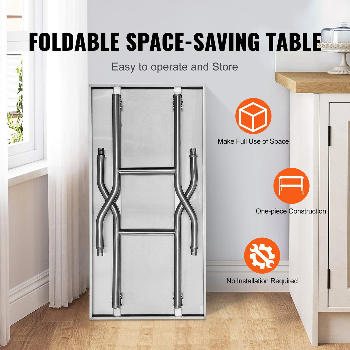 Folding Commercial Worktable | 1220x610mm Prep Station | Stainless Steel