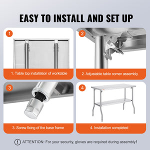 Folding Commercial Worktable | 1220x610mm Prep Station | Stainless Steel