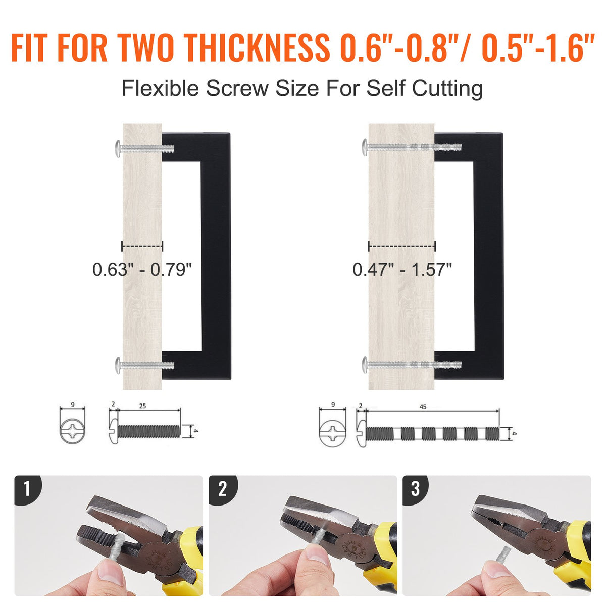 Cabinet Pulls 10 Pack | 3in / 76mm Centre Slim Square Stainless Steel Drawer Handles | Modern Kitchen Cupboard Door Hardware | Matte Black