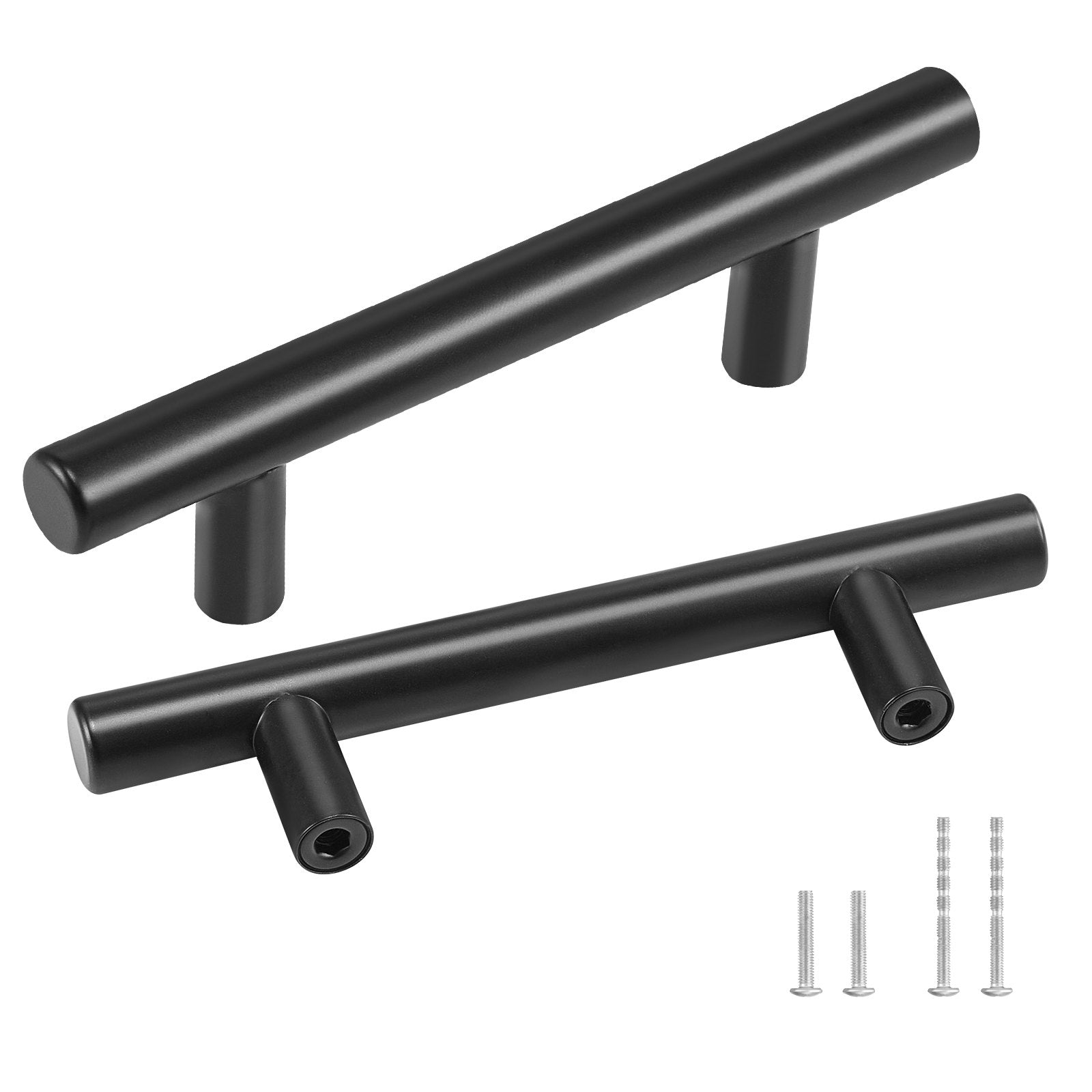 Cabinet Pulls 30 Pack | 3" / 76mm Center-to-Center Stainless Steel Handles | Matte Black Finish