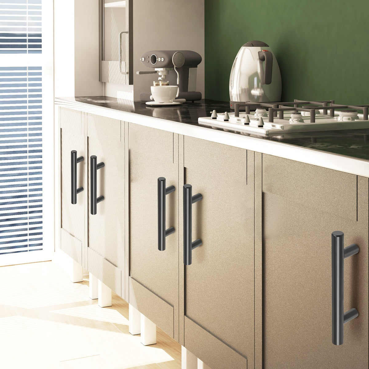 Cabinet Pulls 30 Pack | 3" / 76mm Center-to-Center Stainless Steel Handles | Matte Black Finish