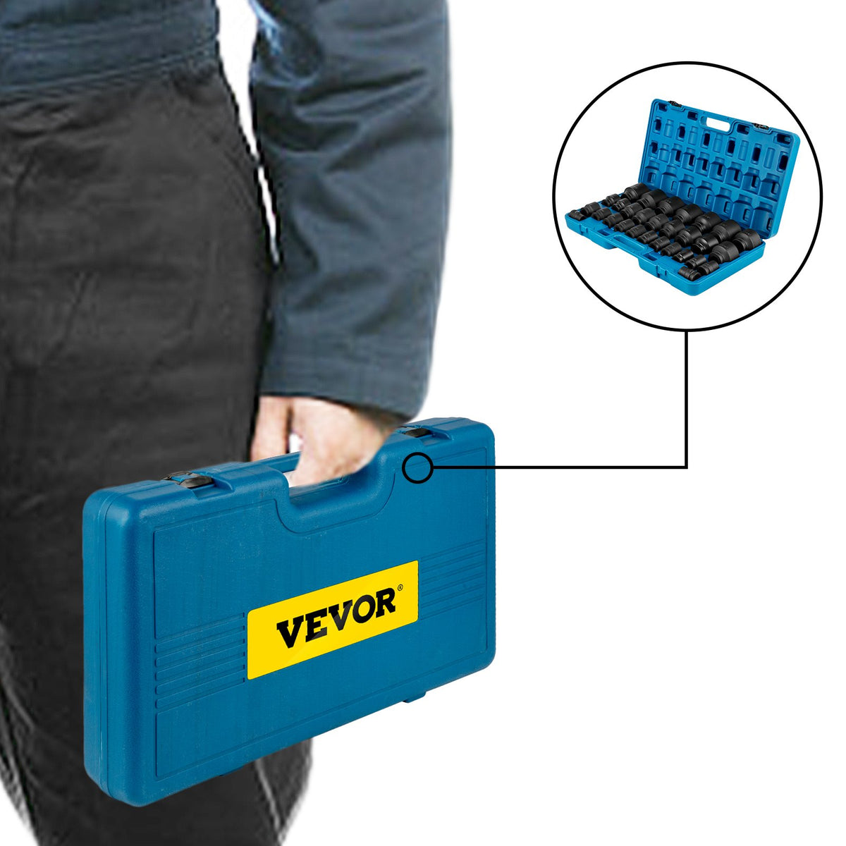 Impact Socket Set 3/4" | 29 Piece 6-Point CR-Mo SAE Sockets 3/4"-2-1/2" | Storage Case Included