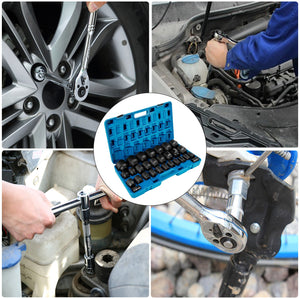 Impact Socket Set 3/4" | 29 Piece 6-Point CR-Mo SAE Sockets 3/4"-2-1/2" | Storage Case Included