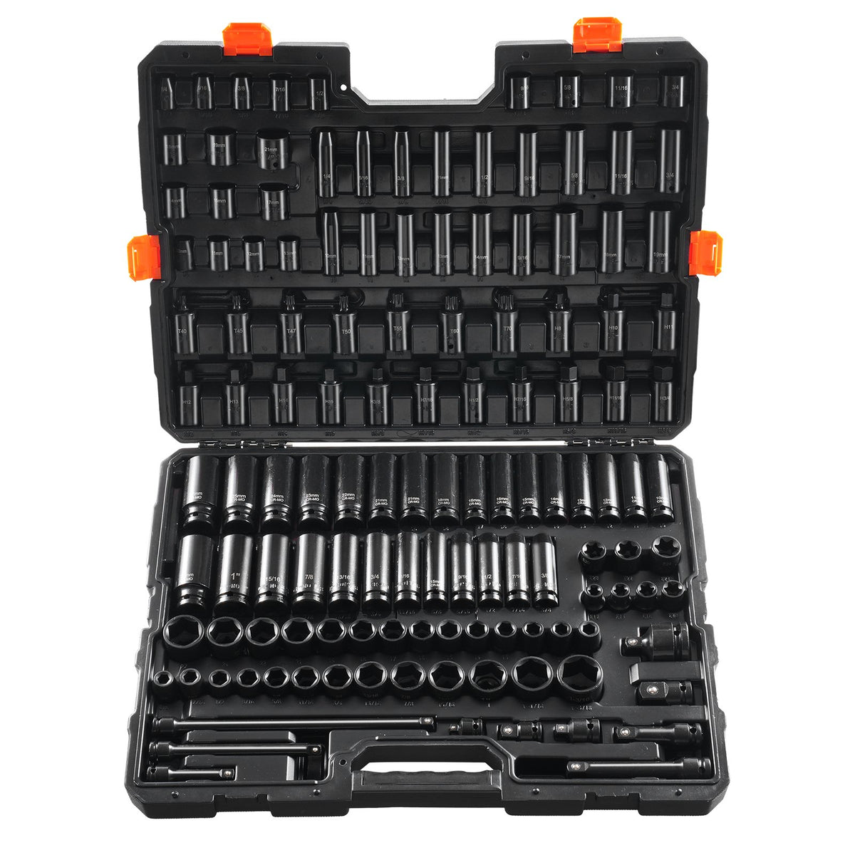 Impact Socket Set | 130-Piece 6-Point 3/8" & 1/2" Drive with Ratchet & Tool Case
