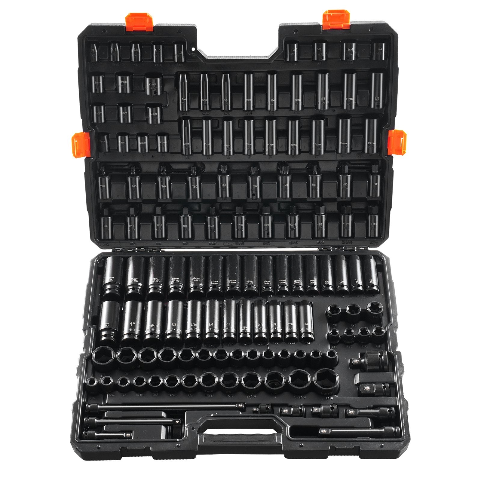 Impact Socket Set | 130-Piece 6-Point 3/8" & 1/2" Drive with Ratchet & Tool Case