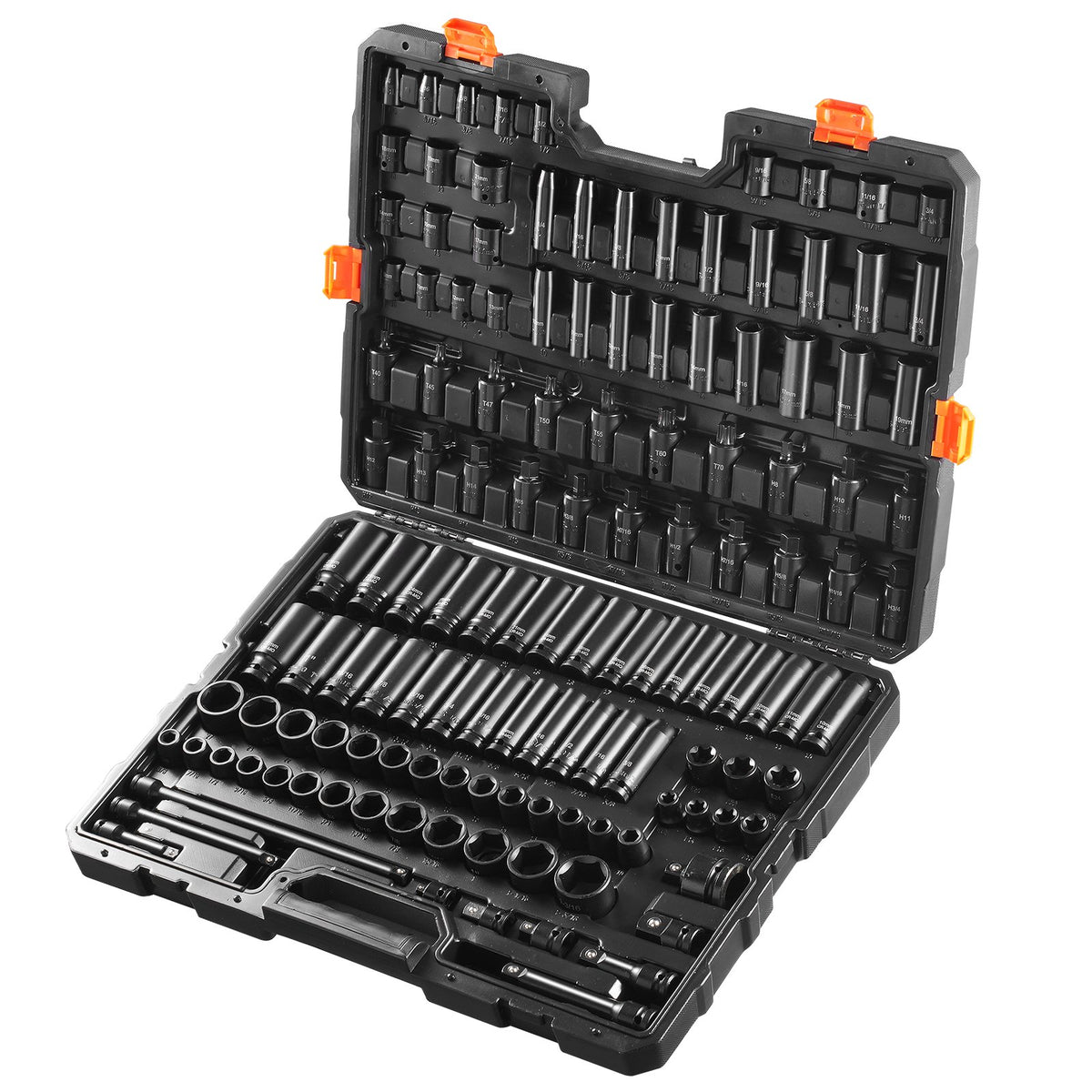 Impact Socket Set | 130-Piece 6-Point 3/8" & 1/2" Drive with Ratchet & Tool Case