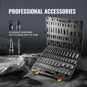 Impact Socket Set | 59-Piece 3/8" & 1/2" Drive with Ratchet