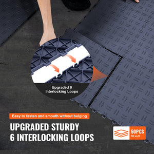 Garage Floor Tiles 50 Pack | 12"x12"x0.53" Interlocking Graphite Gray Non-Slip Tiles