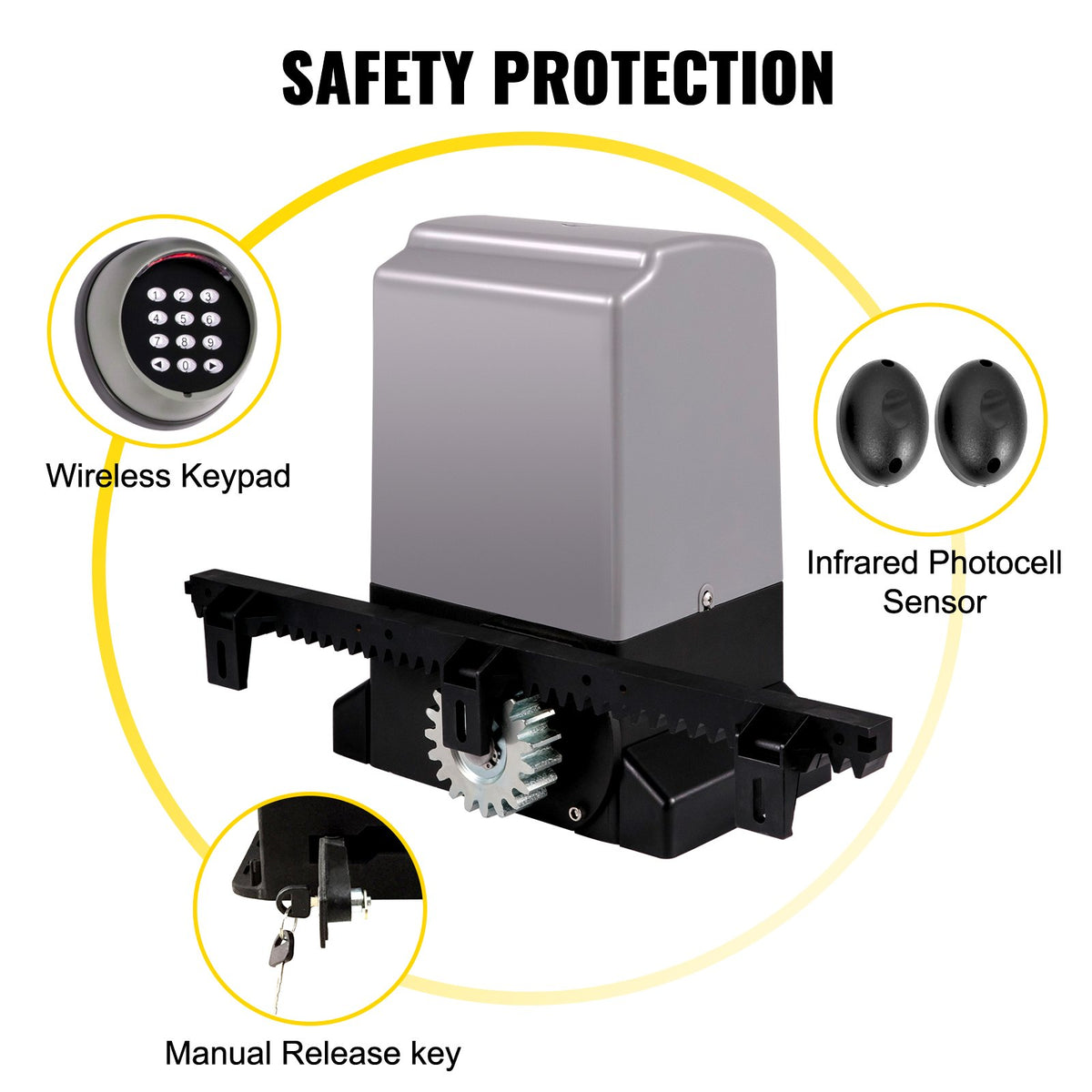Sliding Gate Opener | 1800KG Automatic with 4 Remotes & APP Control