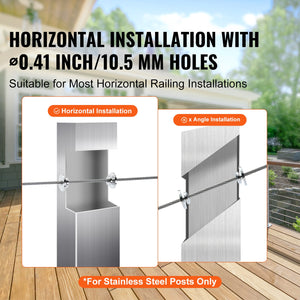 Cable Railing Kit 51 Pack | 3.2mm Wheel Protector Sleeves with Swage Tensioner & Terminal | For Horizontal Cable Railings