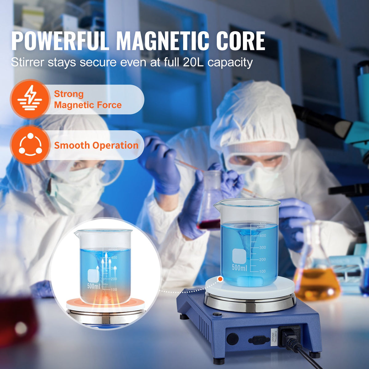 Magnetic Stirrer Kit | 0–1500RPM Adjustable Speed | 22L Max Capacity