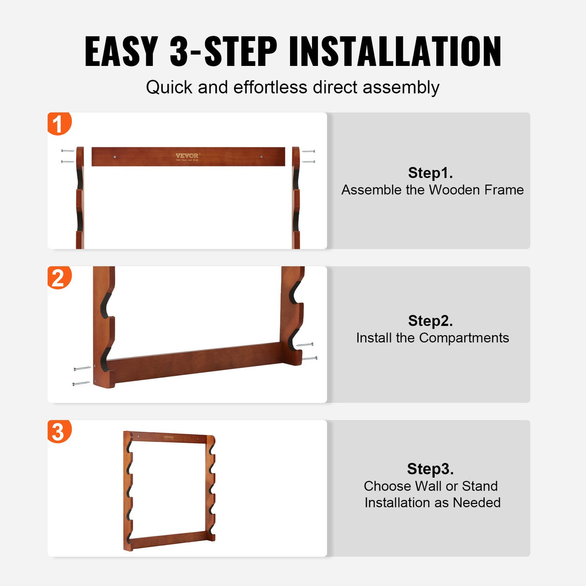 Wooden Gun Rack | Wall Mount Holds 5 Rifles or Shotguns | Heavy Duty Display Storage with Soft Padding