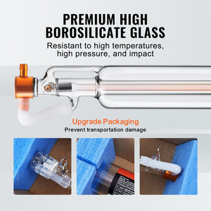 CO2 Laser Tube 50W | 850mm Length x 50mm Diameter Glass Tube | TEM00 Beam Mode | Replacement for Laser Engraver & Cutter | For Wood, Acrylic, Fabric, Leather & Bamboo