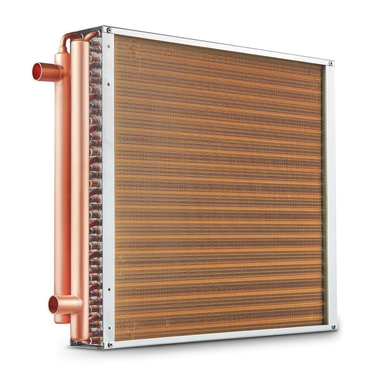Heat Exchanger | 20"x20" Water to Air 3-Row Copper Coil | 3/8" Ports & 242 Fins for HVAC Systems