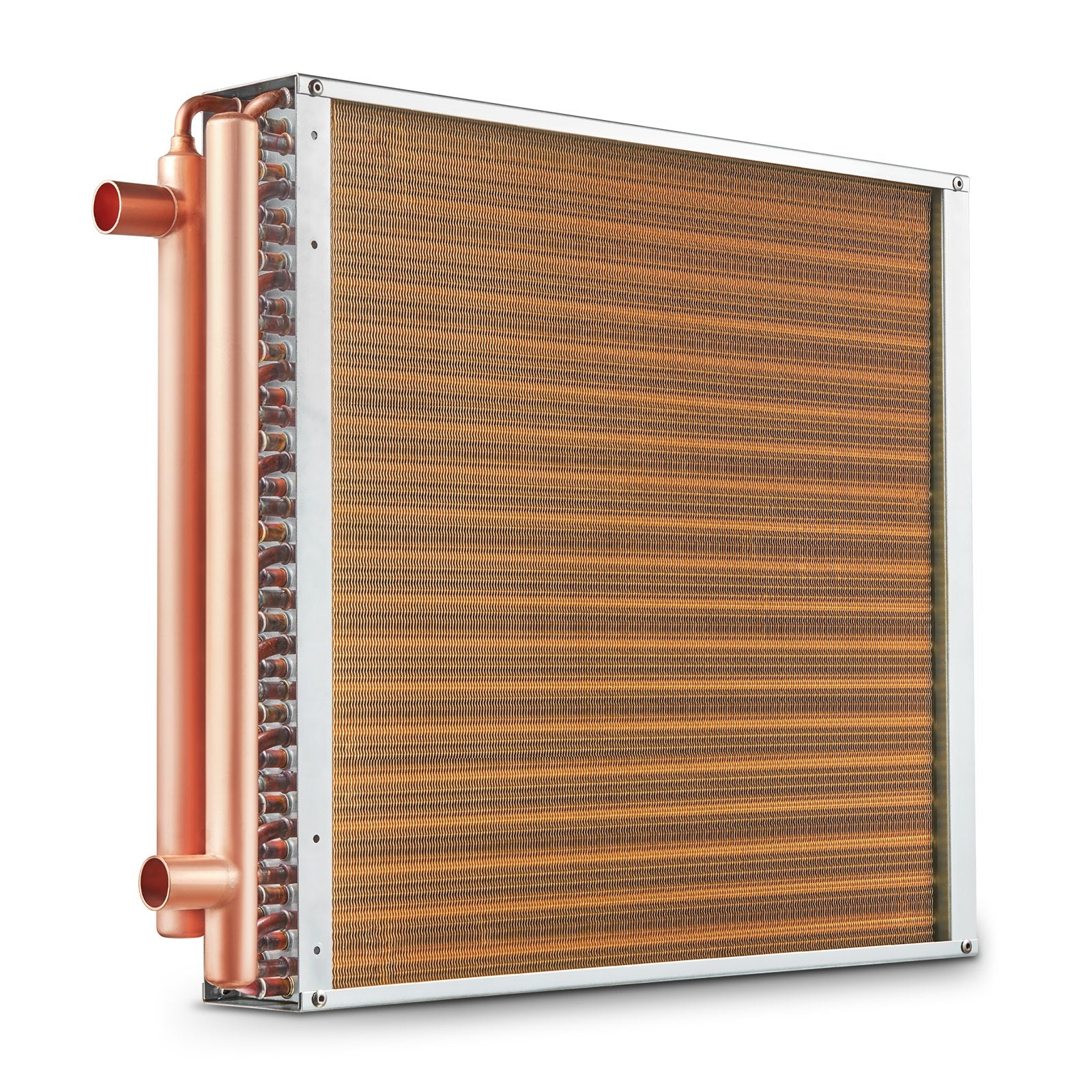 Heat Exchanger | 20"x20" Water to Air 3-Row Copper Coil | 3/8" Ports & 242 Fins for HVAC Systems