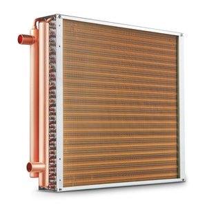Heat Exchanger | 20"x20" Water to Air 3-Row Copper Coil | 3/8" Ports & 242 Fins for HVAC Systems