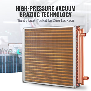Heat Exchanger | 20"x20" Water to Air 3-Row Copper Coil | 3/8" Ports & 242 Fins for HVAC Systems