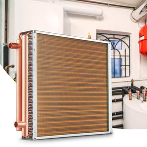 Heat Exchanger | 20"x20" Water to Air 3-Row Copper Coil | 3/8" Ports & 242 Fins for HVAC Systems