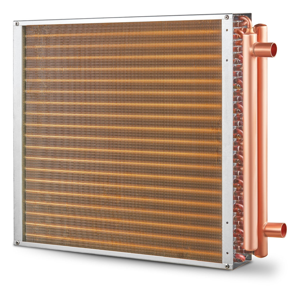Heat Exchanger | 20"x20" Water to Air 3-Row Copper Coil | 3/8" Ports & 242 Fins for HVAC Systems