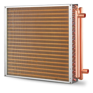 Heat Exchanger | 20"x20" Water to Air 3-Row Copper Coil | 3/8" Ports & 242 Fins for HVAC Systems
