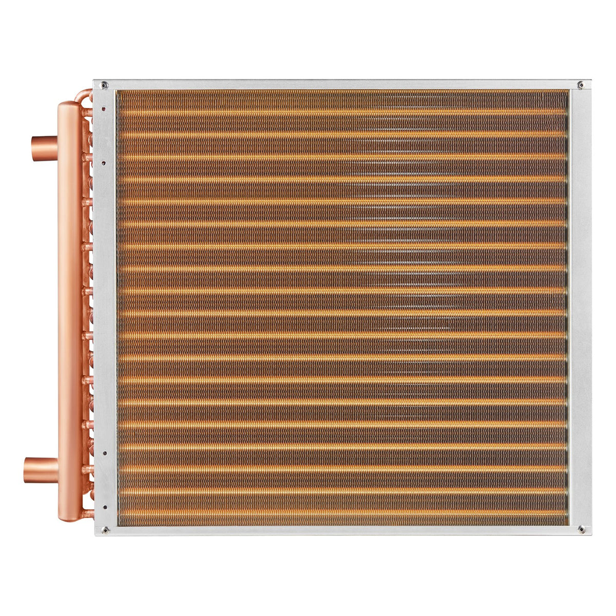 Heat Exchanger | 20"x20" Water to Air 3-Row Copper Coil | 3/8" Ports & 242 Fins for HVAC Systems