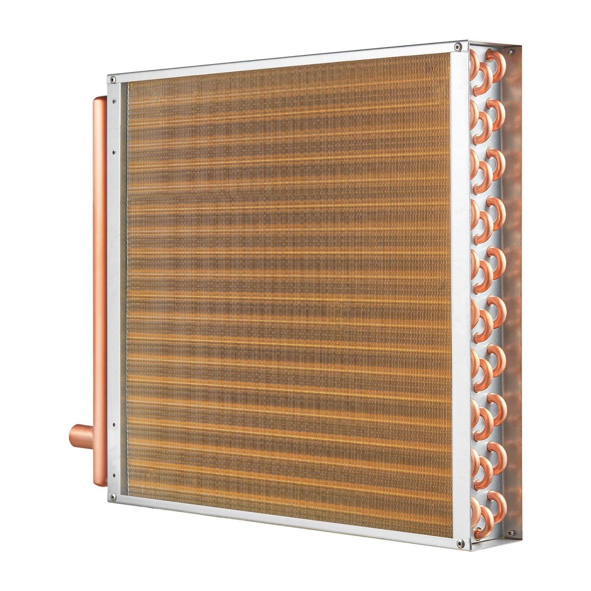 Heat Exchanger | 20"x20" Water to Air 3-Row Copper Coil | 3/8" Ports & 242 Fins for HVAC Systems