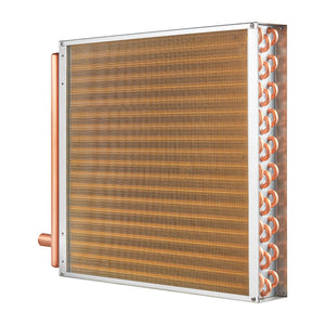 Heat Exchanger | 20"x20" Water to Air 3-Row Copper Coil | 3/8" Ports & 242 Fins for HVAC Systems