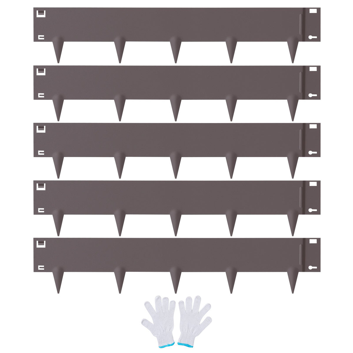 Steel Landscape Edging 5 Pack | 39" L x 5" H Bendable Garden Borders | Hammer-In Metal Edging with 3.15" Spikes | Rustic Brown