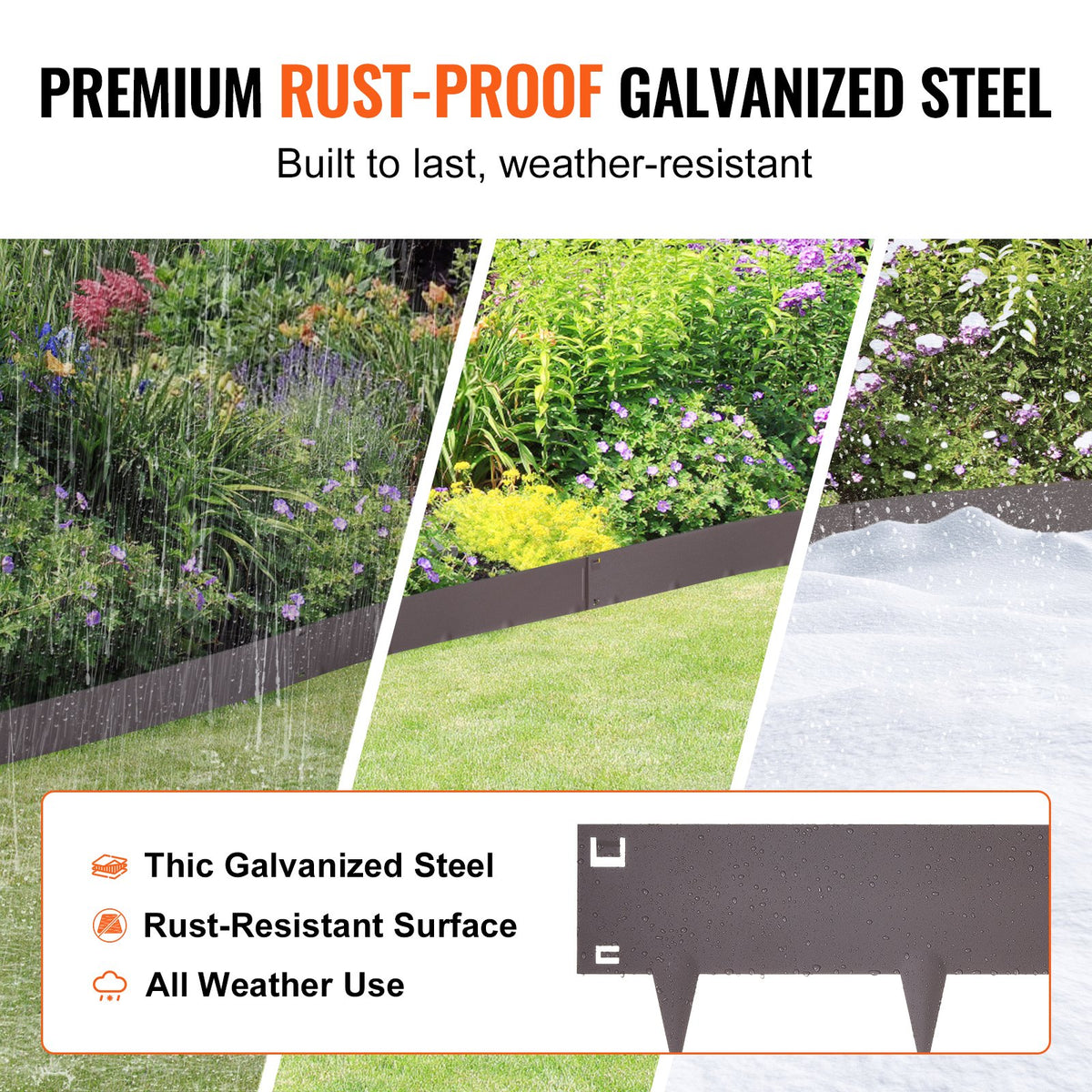 Steel Landscape Edging 5 Pack | 39" L x 5" H Bendable Garden Borders | Hammer-In Metal Edging with 3.15" Spikes | Rustic Brown