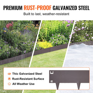 Steel Landscape Edging 5 Pack | 39" L x 5" H Bendable Garden Borders | Hammer-In Metal Edging with 3.15" Spikes | Rustic Brown