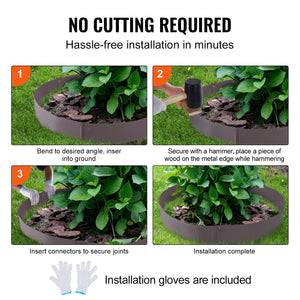 Steel Landscape Edging 5 Pack | 39" L x 5" H Bendable Garden Borders | Hammer-In Metal Edging with 3.15" Spikes | Rustic Brown