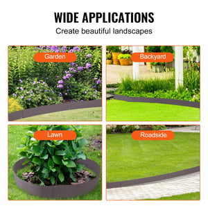 Steel Landscape Edging 5 Pack | 39" L x 5" H Bendable Garden Borders | Hammer-In Metal Edging with 3.15" Spikes | Rustic Brown