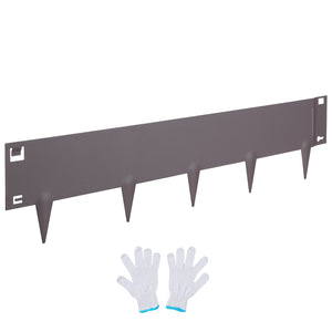 Steel Landscape Edging 5 Pack | 39" L x 5" H Bendable Garden Borders | Hammer-In Metal Edging with 3.15" Spikes | Rustic Brown