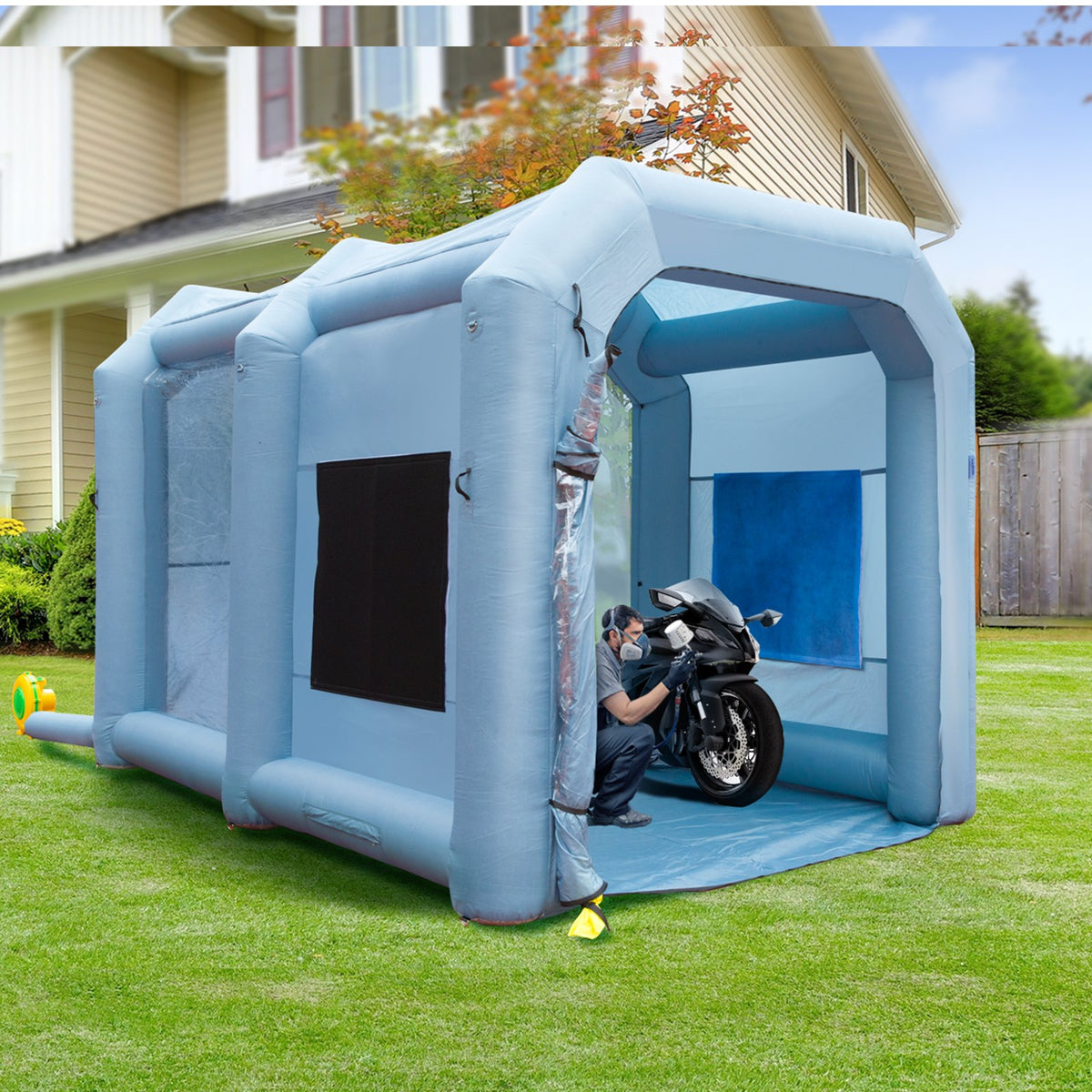 Inflatable Spray Booth | 13x10x9 ft Car Paint Tent with Filter System & Blower