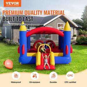 Inflatable Bounce House 4.0x2.4x2.4m | Outdoor Playhouse Trampoline with Blower, Slide & Storage Bag | Backyard Bouncy Castle for Kids 3-8 Years