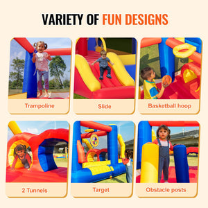 Inflatable Bounce House 4.0x2.4x2.4m | Outdoor Playhouse Trampoline with Blower, Slide & Storage Bag | Backyard Bouncy Castle for Kids 3-8 Years